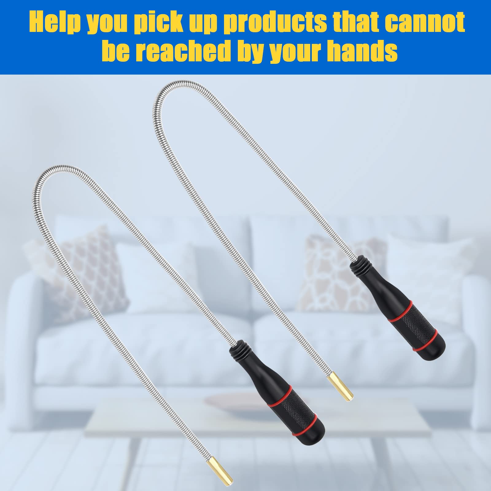 Flexible Magnetic Pickup Tool 2Pcs - for Car Keys, Bolts, Nuts & Screws in Hard-to-Reach Areas