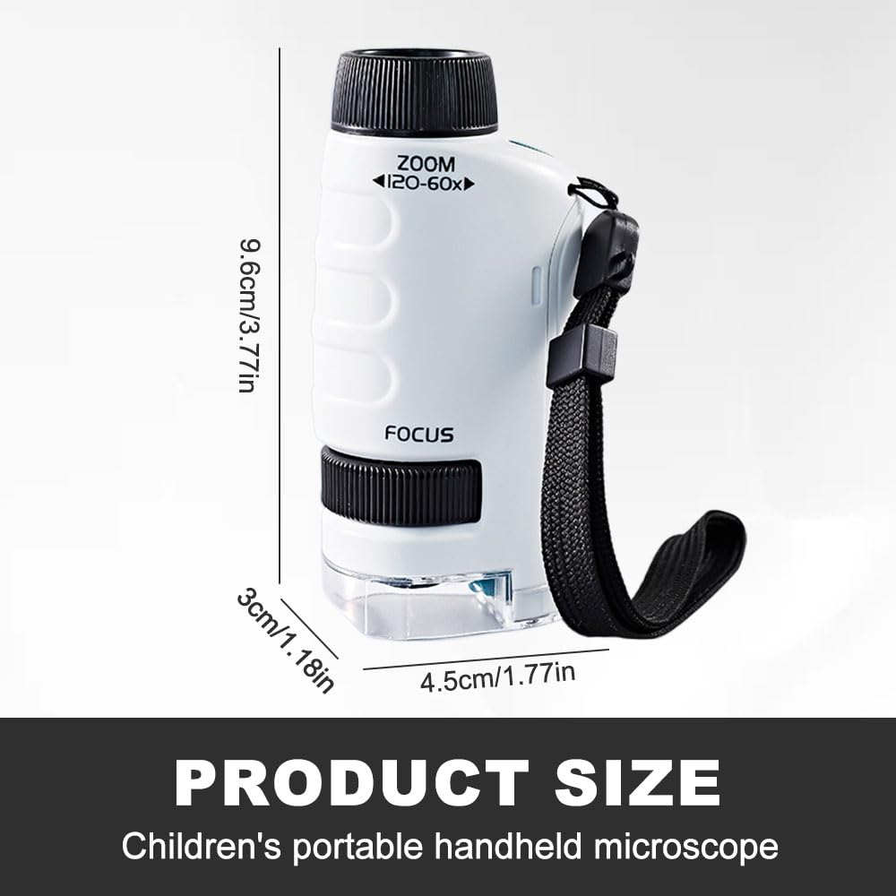 Little Marvin Microscope for Kids - 2025 Upgraded Handheld Portable Mini Microscope | STEM Educational Toy for Young Scientists | Perfect for Classroom, Home Learning & Outdoor Exploration (White)