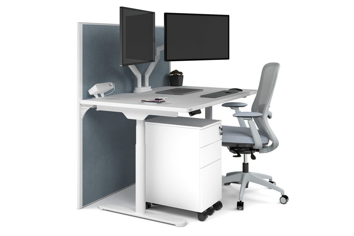 Flexi Premium Height Adjustable Single Workstation Desk - 1200L x 800W with Cable Management Scallop | Ergonomic Standing Desk for Home Office & Workspace