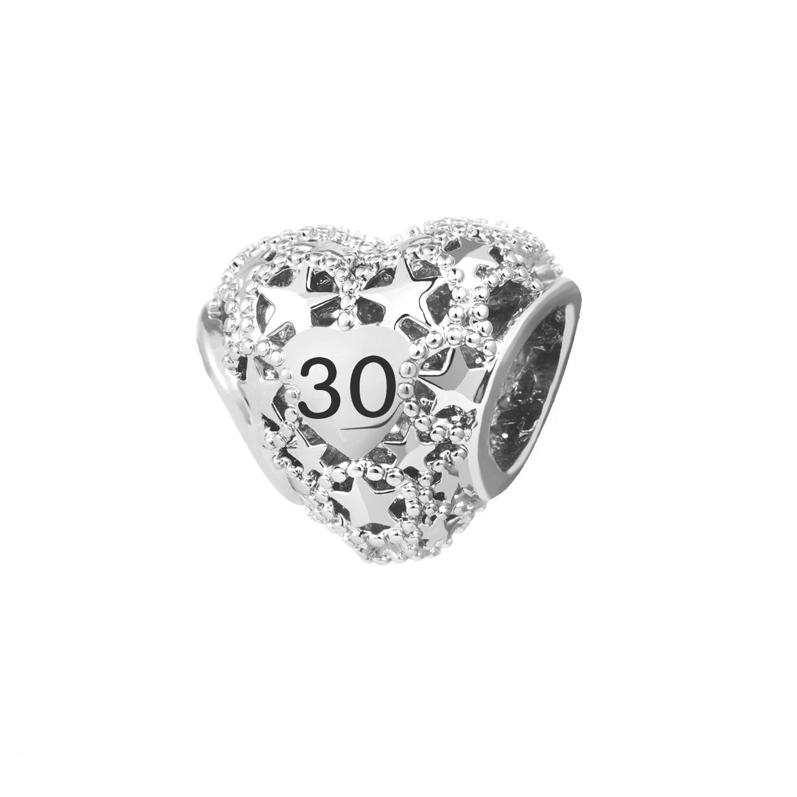 ZakiaHo Heart Charm Beads for Bracelets - 16 18 21 30 40 50 60 Birthday Gifts for Women, Pandora Compatible Jewelry - Perfect for Anniversary, Valentine's Day & Special Occasion Gifts
