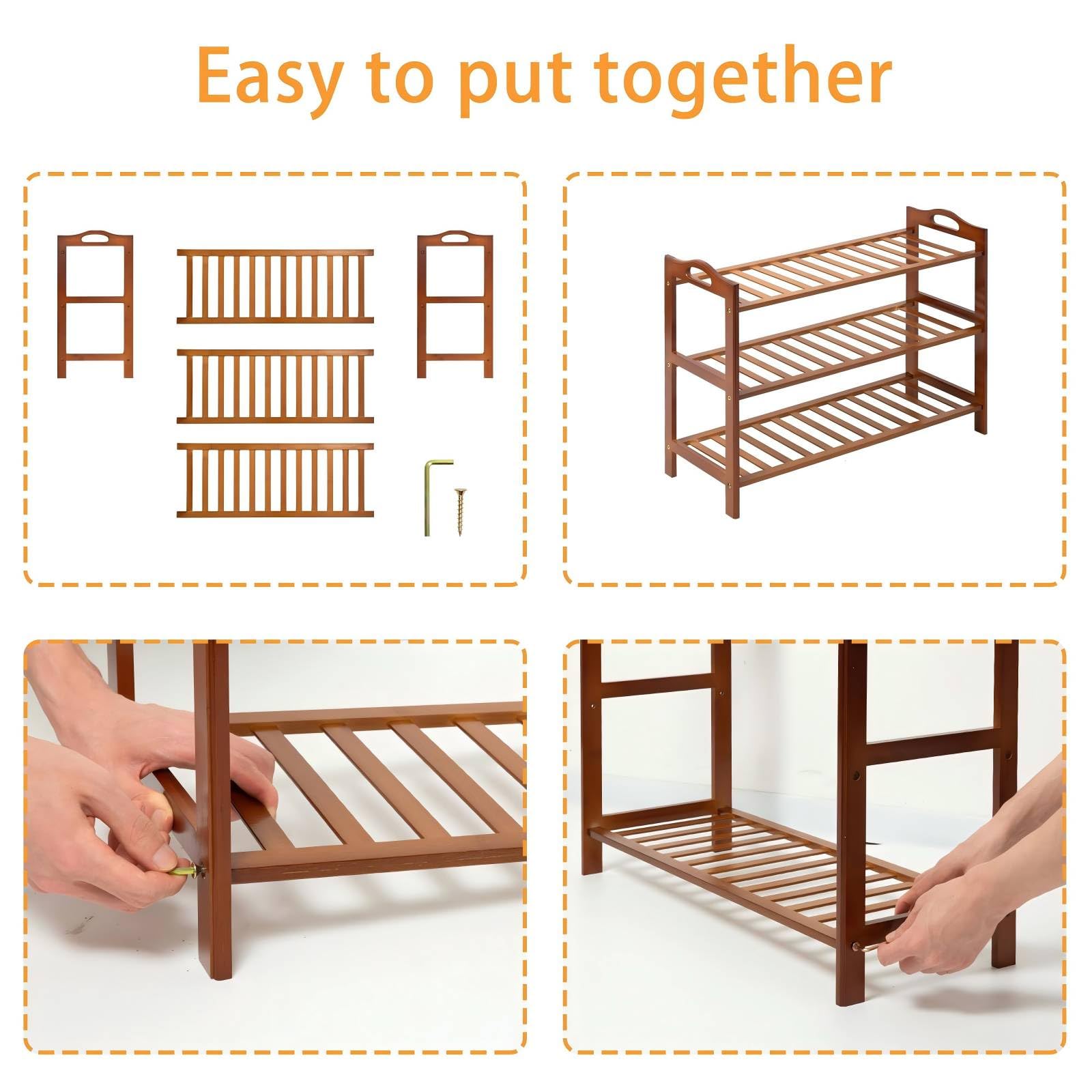 5-Tier Wooden Stackable Shoe Rack Organizer - Free Standing Entryway Hallway Storage Shelf for Shoes, Hats & Accessories | Space-Saving Multi-Functional Home Organization Solution for Small Spaces & Closet Storage