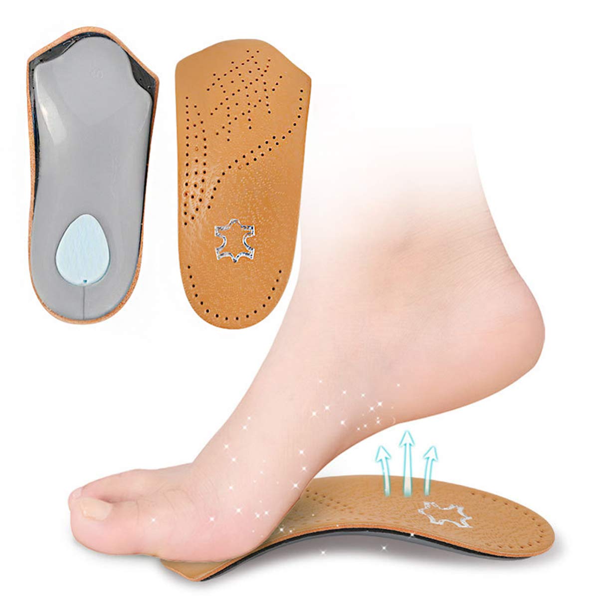 EXCEART 3/4 Arch Support Insoles for Fallen Arches - Thin Half Shoe Inserts for Men & Women - Low Arch & Flat Foot Relief - Perfect for Running, Walking & Work Shoes