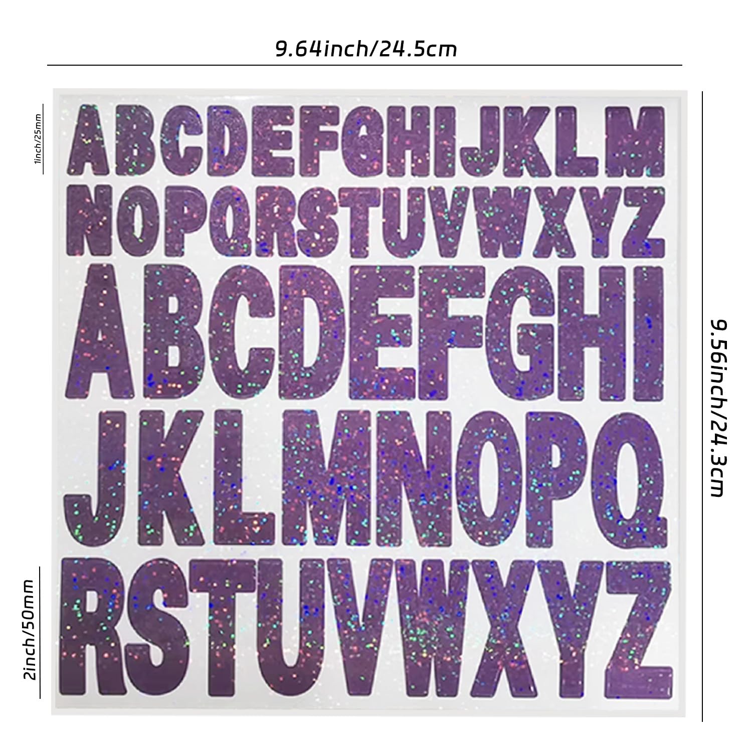 Self-Adhesive Purple Alphabet Stickers - 2 Inch & 1 Inch Vinyl Letter Stickers for Mailbox Numbers, DIY Crafts, Outdoor Signs, Walls, Windows, Doors & Car Posterboard - Perfect for Home Decor, School Projects & Personalized Gifts