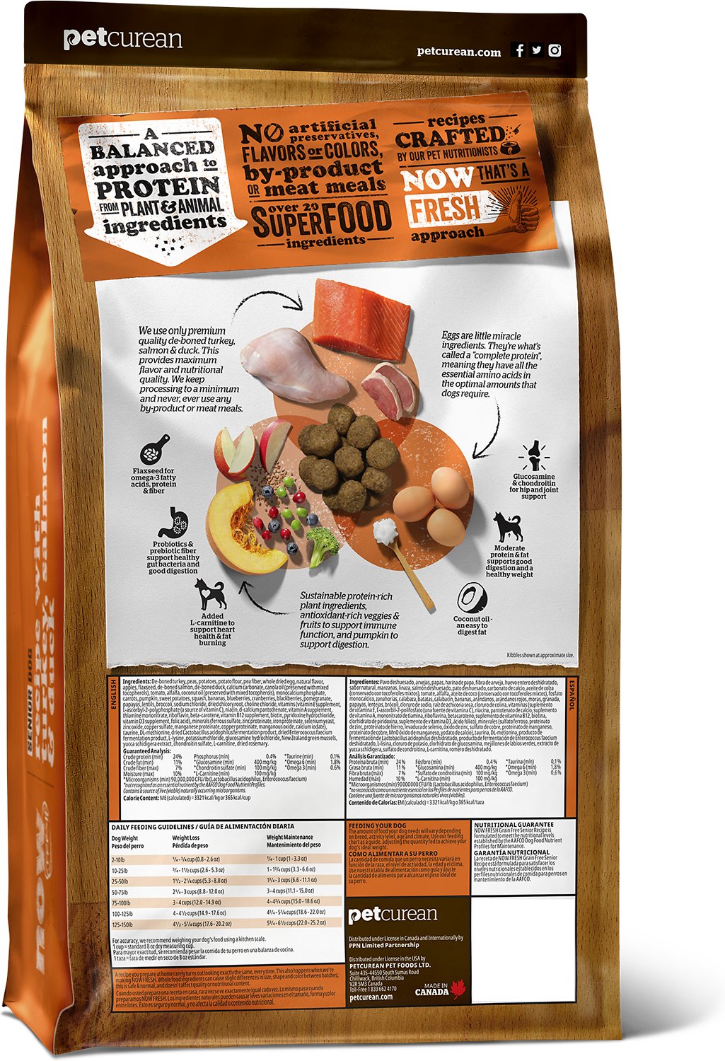 Petcurean Now Fresh Grain Free Senior Dry Dog Food - High Protein, Natural Ingredients for Older Dogs - Perfect for Senior Canine Health & Digestion