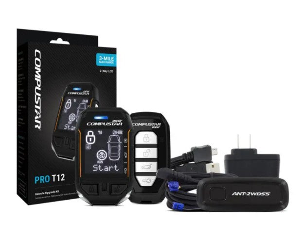 Compustar T12 Lora LCD Rechargeable Remote Car Starter Kit - 2-Way Security System for Vehicles | Perfect for Cold Weather & Remote Engine Start