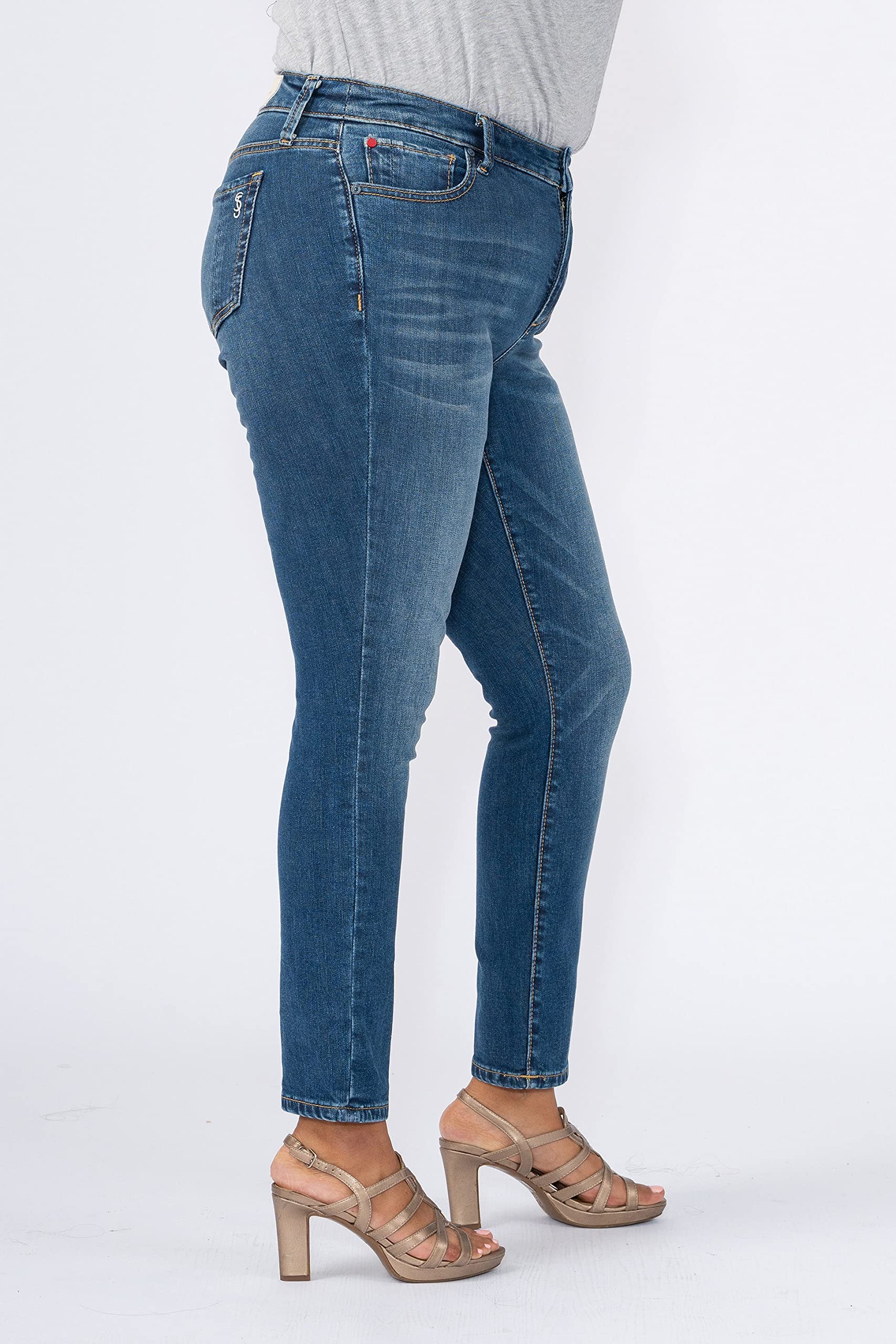 Premium Women's Plus Size Stretch High Rise Skinny Jeans - Slink Comfort Fit Denim Pants in Indigo Blue | Perfect for Casual Wear, Office Outfits & Night Out Looks