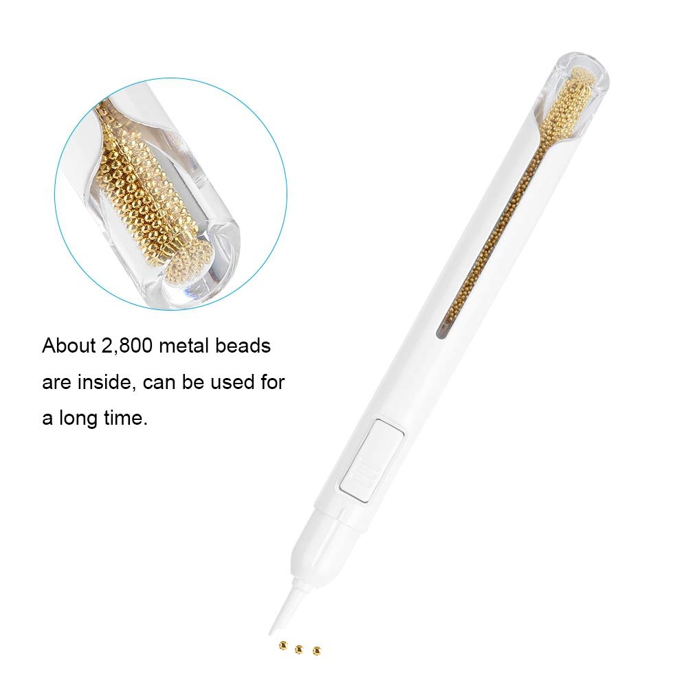 **Metal Nail Art Pen with Beads - DIY Manicure Decorations & Nail Design Kit for Professional Nail Art (Gold) | Perfect for Nail Salons, Home Manicures & Creative Nail Designs**
