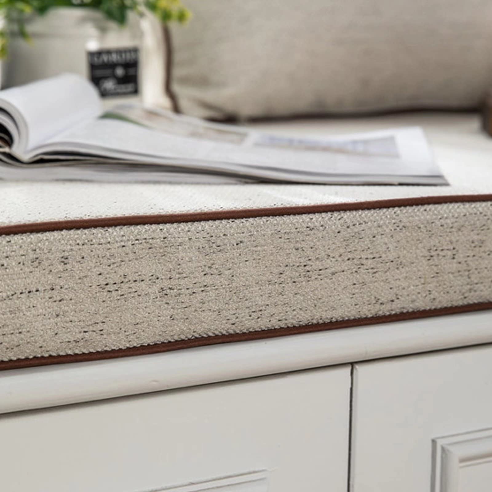 Kayomax Indoor/Outdoor Bay Window Cushion Bench Seat Pad - 2 Inch Thick High Density Foam with Washable Beige Cover - Custom Fit for Patio Furniture, Rattan Sofas & Chairs - Perfect for Sunrooms, Conservatories and Cozy Reading Nooks