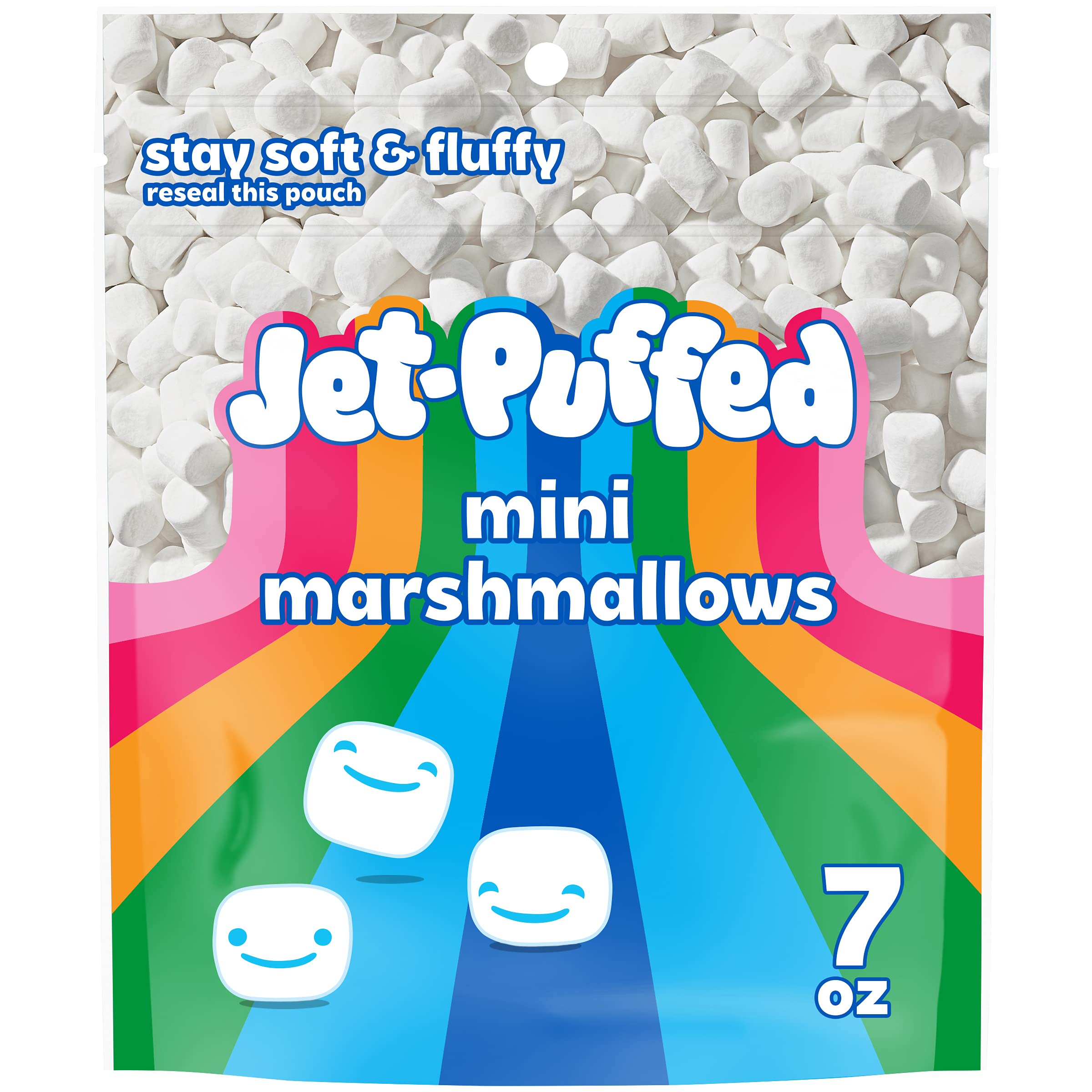 Jet-Puffed Mini Marshmallows 7 oz (4 Pack) - Resealable Bags for Hot Chocolate, Baking & Campfire S'mores - Perfect for Desserts, Snacks & Party Treats