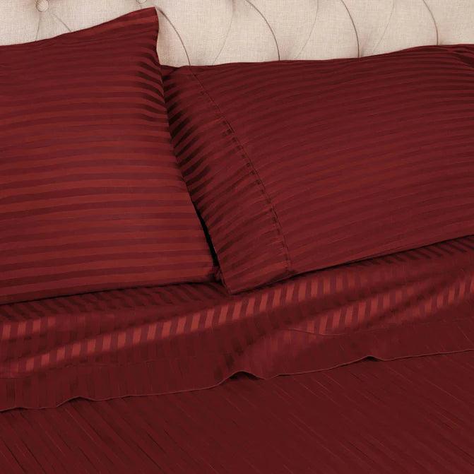 Premium Egyptian Cotton 300 Thread Count Pillowcase Set - 2 Piece Striped Bedding for Luxury Hotels & Home Decor | Soft Breathable Pillow Covers for Ultimate Comfort