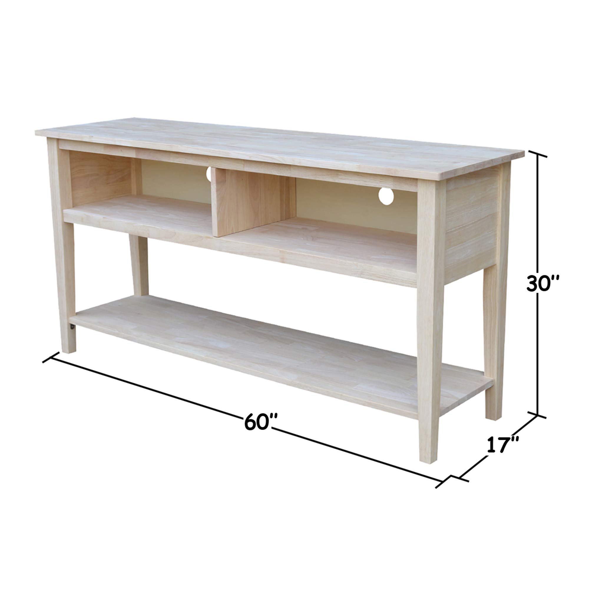 International Concepts 60-Inch Unfinished TV Stand - Entertainment Center for Living Room, Bedroom & Home Theater Setup