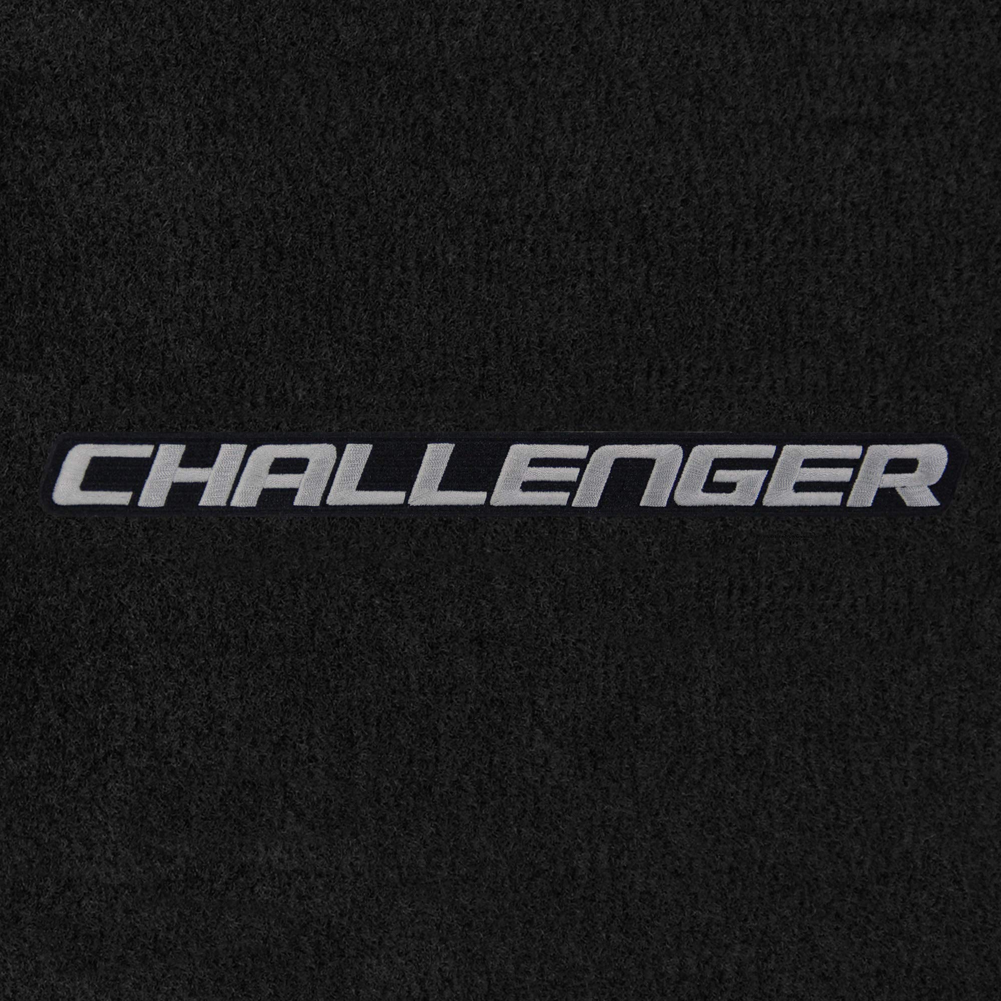 Premium Custom-Fit Carpeted Floor Mats for Dodge Challenger RWD 2011 & Newer - Luxury Car Floor Liners (2-Piece Set, Charcoal with Silver 'Challenger' Logo) - Perfect for Daily Driving & Car Shows