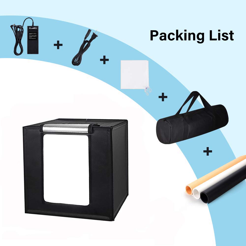32x32 Inch GLZ Photo Studio Light Box Kit - Dimmable & Adjustable LED Lights, 6 Color Backdrops (White/Black/Orange/Blue/Green/Red) + Carry Bag - Perfect for Product Photography, Jewelry Display & Ecommerce Listings