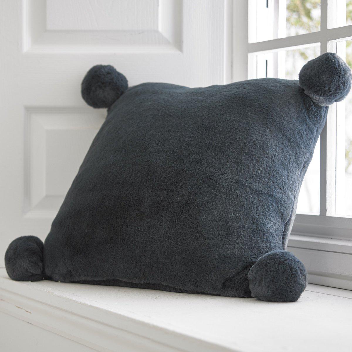 Bolingbroke Faux Fur Throw Pillow Cover - Soft Charcoal Gray Decorative Cushion for Sofa, Bed, Living Room & Home Decor