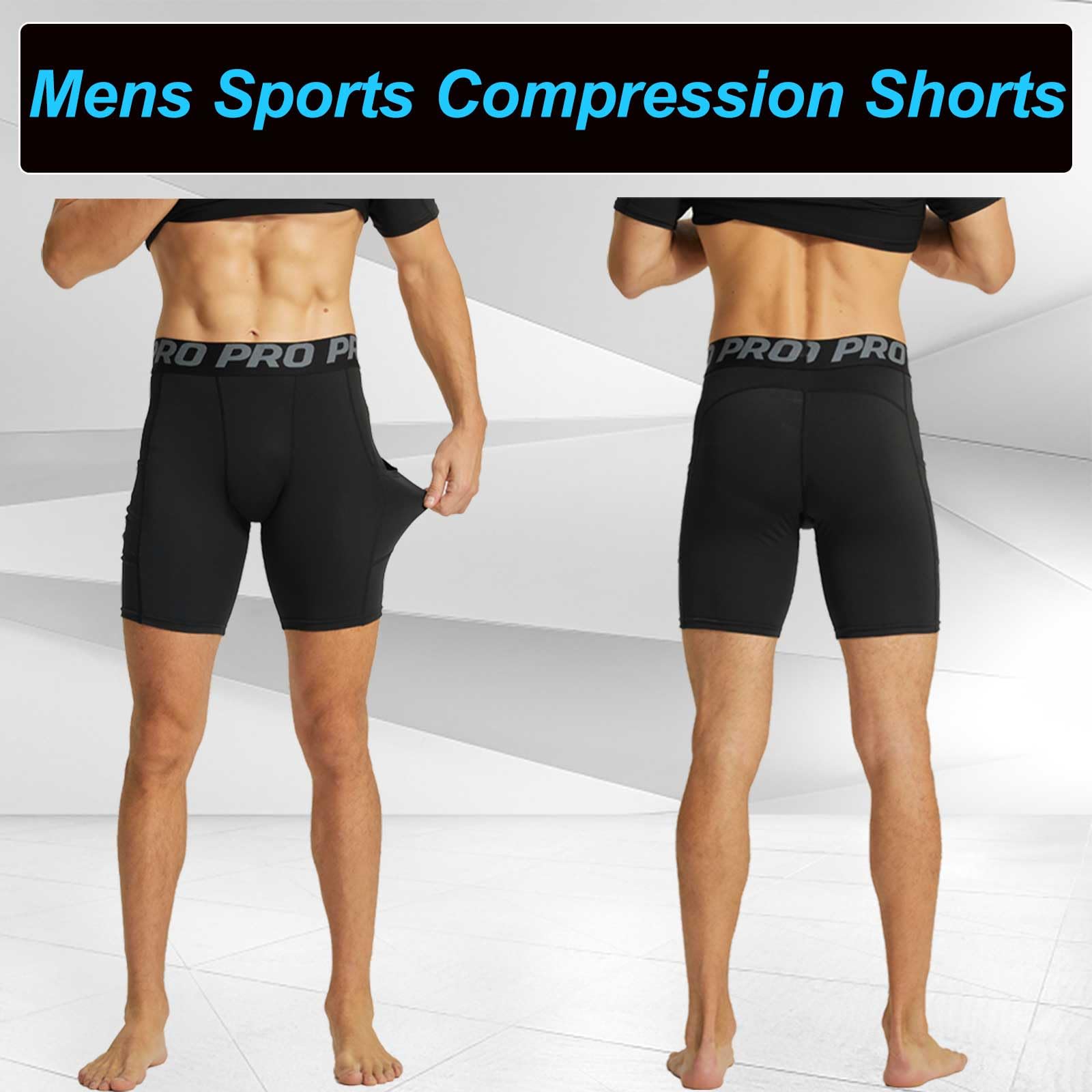 Men's Compression Running Shorts with Phone Pocket - Athletic Spandex Workout Shorts, Moisture-Wicking Cool Dry Baselayer for Running, Gym & Training - Perfect for Jogging, Cycling & Sports Activities