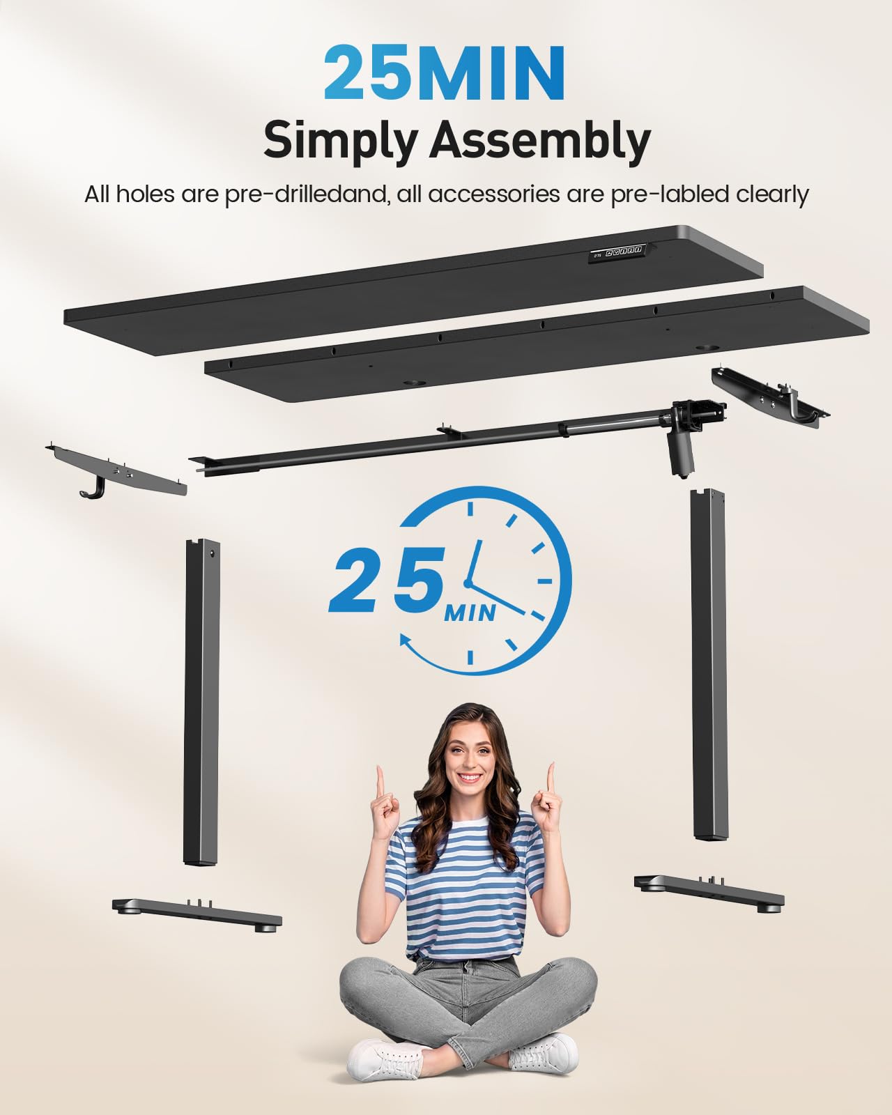 Electric Height Adjustable Standing Desk 48