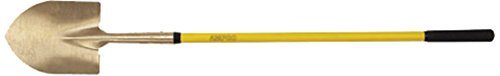 Ampco Safety Tools S-81FG Non-Sparking Round Point Shovel - Non-Magnetic, Corrosion Resistant Long Handle Shovel for Hazardous Environments & Industrial Safety