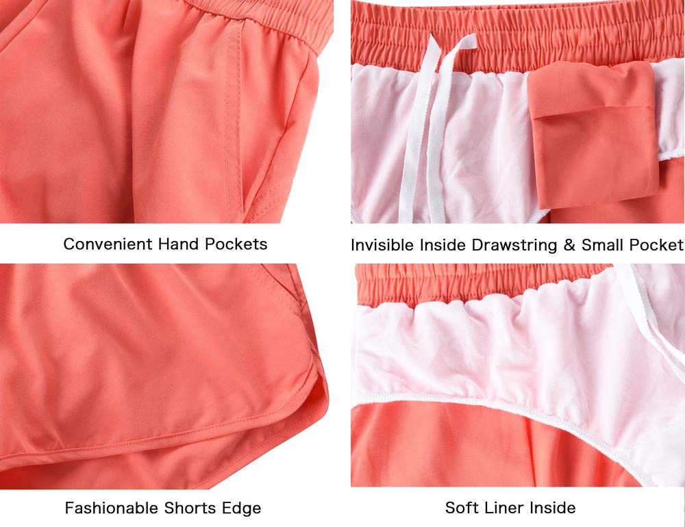 Rocorose Women's Quick Dry Swim Shorts with Drawstring & Pockets - Athletic Board Shorts for Swimming, Surfing, Beach & Summer Sports