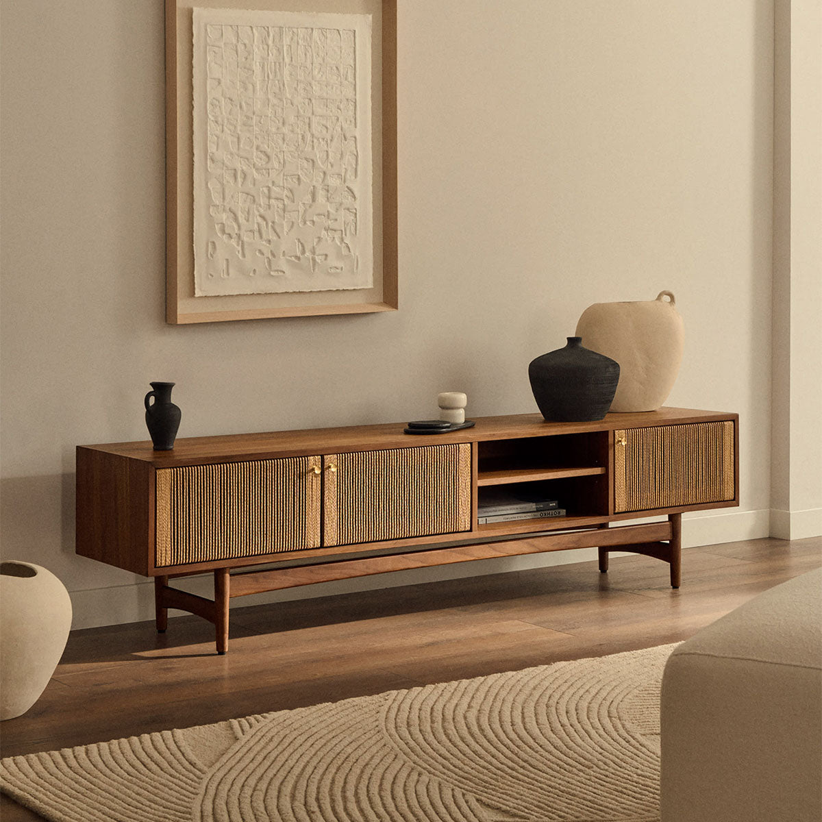 Kave Home Elan TV Stand - Modern Entertainment Center with Storage for Living Room, Bedroom & Home Theater