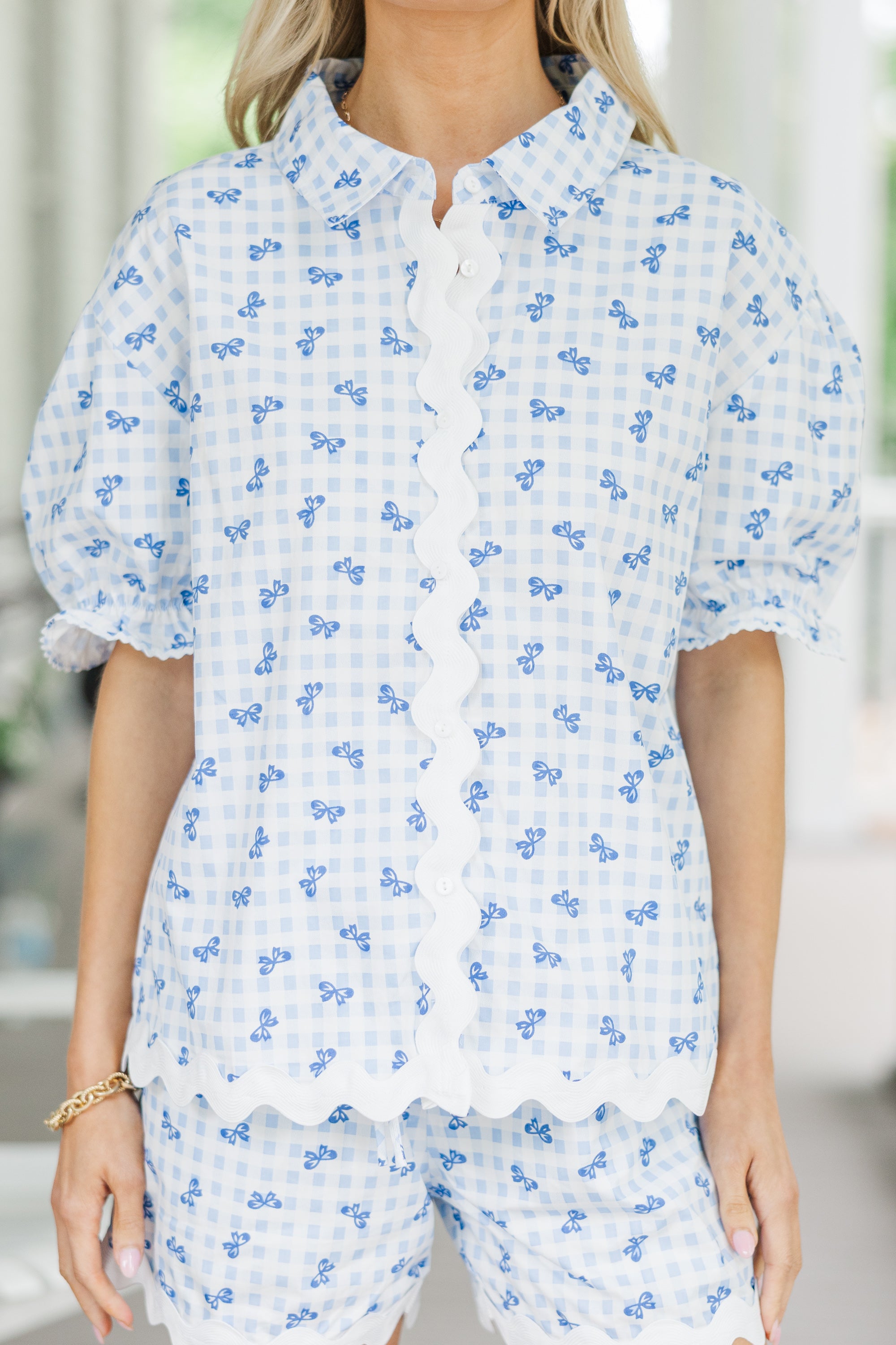 Blue Gingham Matching Set - Women's Casual Summer Outfit for Beach, Picnic & Date Night