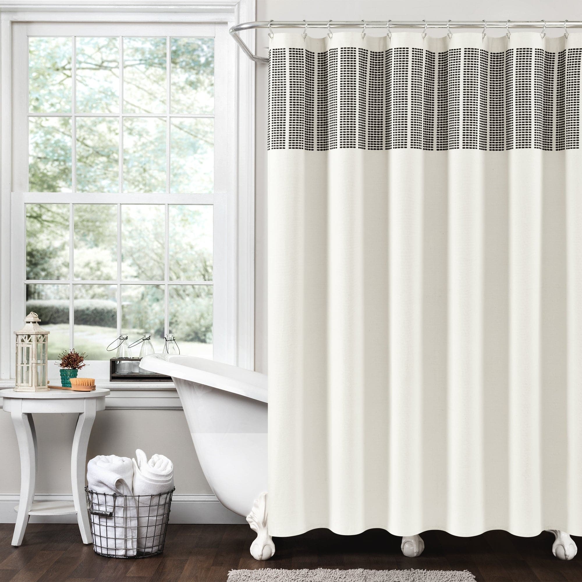 Eco-Friendly Striped Cotton Blend Shower Curtain - Handwoven & Yarn Dyed for Bathroom Decor - Perfect for Modern, Farmhouse, or Coastal Style Bathrooms
