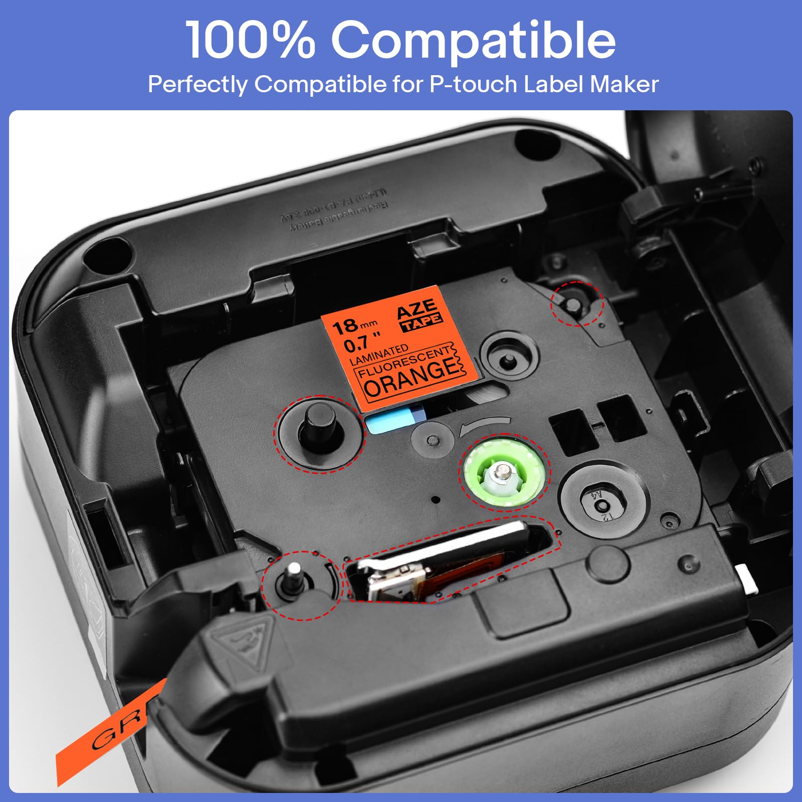 GREENCYCLE 50 Pack Brother PTouch Label Maker Tape - Compatible with TZe-B41, TZ-B41, Black on Fluorescent Orange, 18mm (0.7'') Laminated Label Tape for PT-340, PT-350, PT-3600, PT-4000, PT-520 - Perfect for Office, Warehouse, and Home Organization