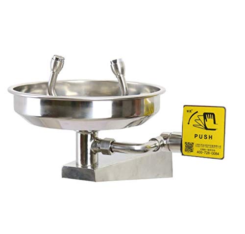 HSART Stainless Steel Emergency Eyewash Station - ANSI-Compliant Wall Mounted Eye Wash with Dual Nozzles for Workplace Safety | First Aid for Chemical Splash, Dust & Industrial Accidents | Ideal for Labs, Factories & Construction Sites