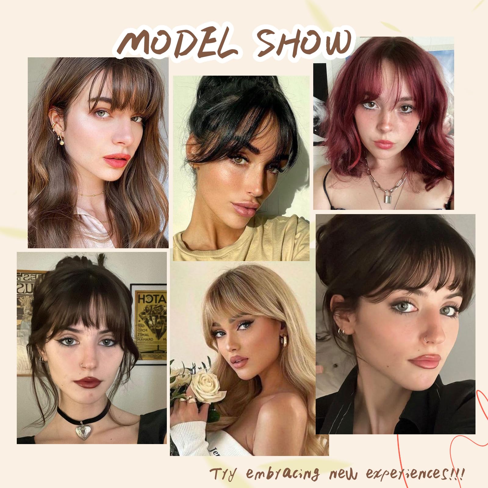 100% Real Human Hair Clip in Bangs for Women - Wispy Fake Bangs Hair Extensions with Hair Roller, Dark Brown | Natural Look for Daily Wear, Cosplay & Costume Parties