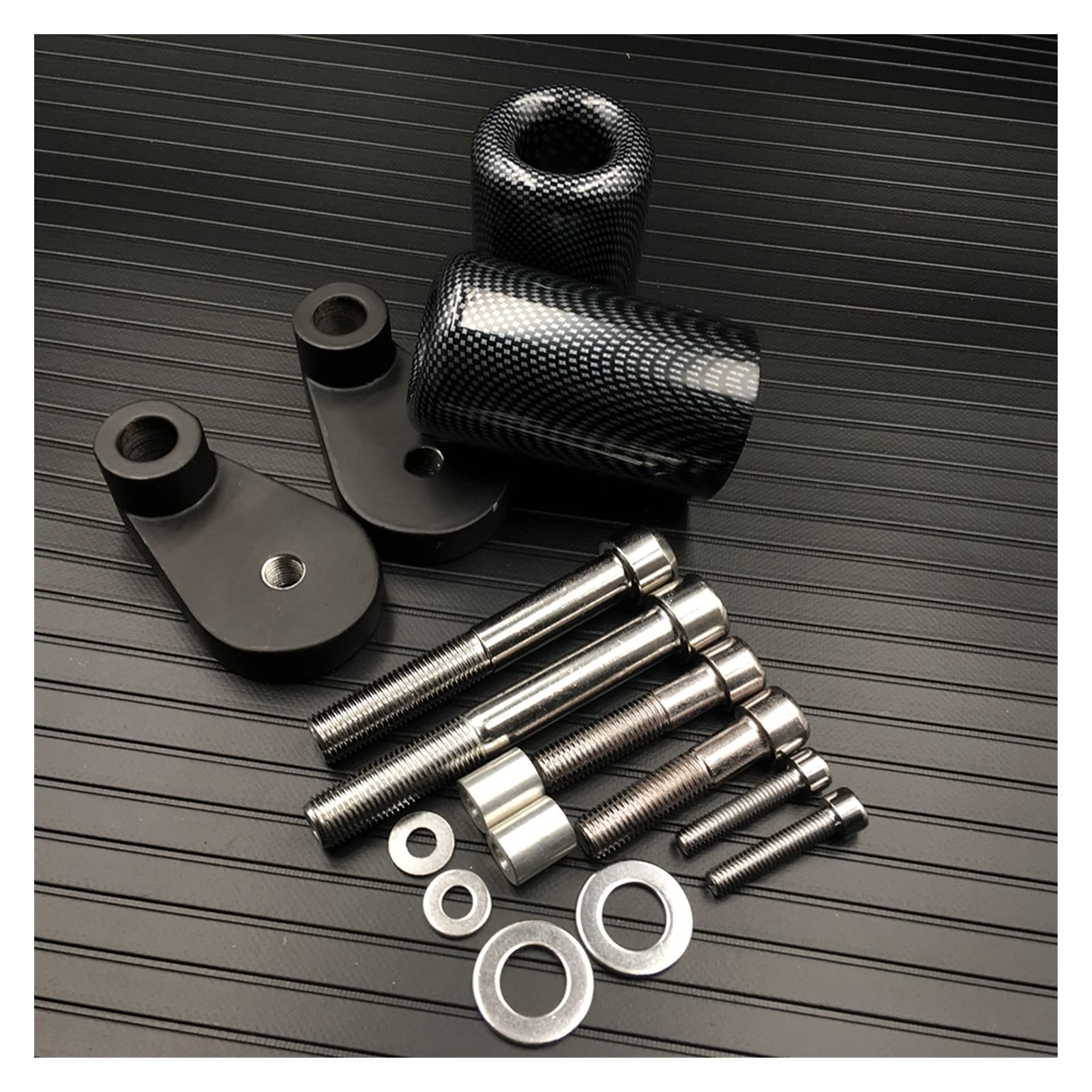 Black Carbon Motorcycle Frame Sliders for Honda CBR1000RR 2006-2007 - No Cut Crash Protectors with Fairing Side Protection Kit | Durable Carbon Fiber Motorcycle Parts for Street & Track Racing Protection