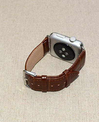 Premium Genuine Brown Leather Watch Band 42mm Compatible with Apple Watch Series 1/2/3/4/5/6/7/8/SE - Soft Leather Strap Replacement for 38mm/40mm/41mm/42mm/44mm/45mm Models - Perfect for Business, Casual & Formal Occasions
