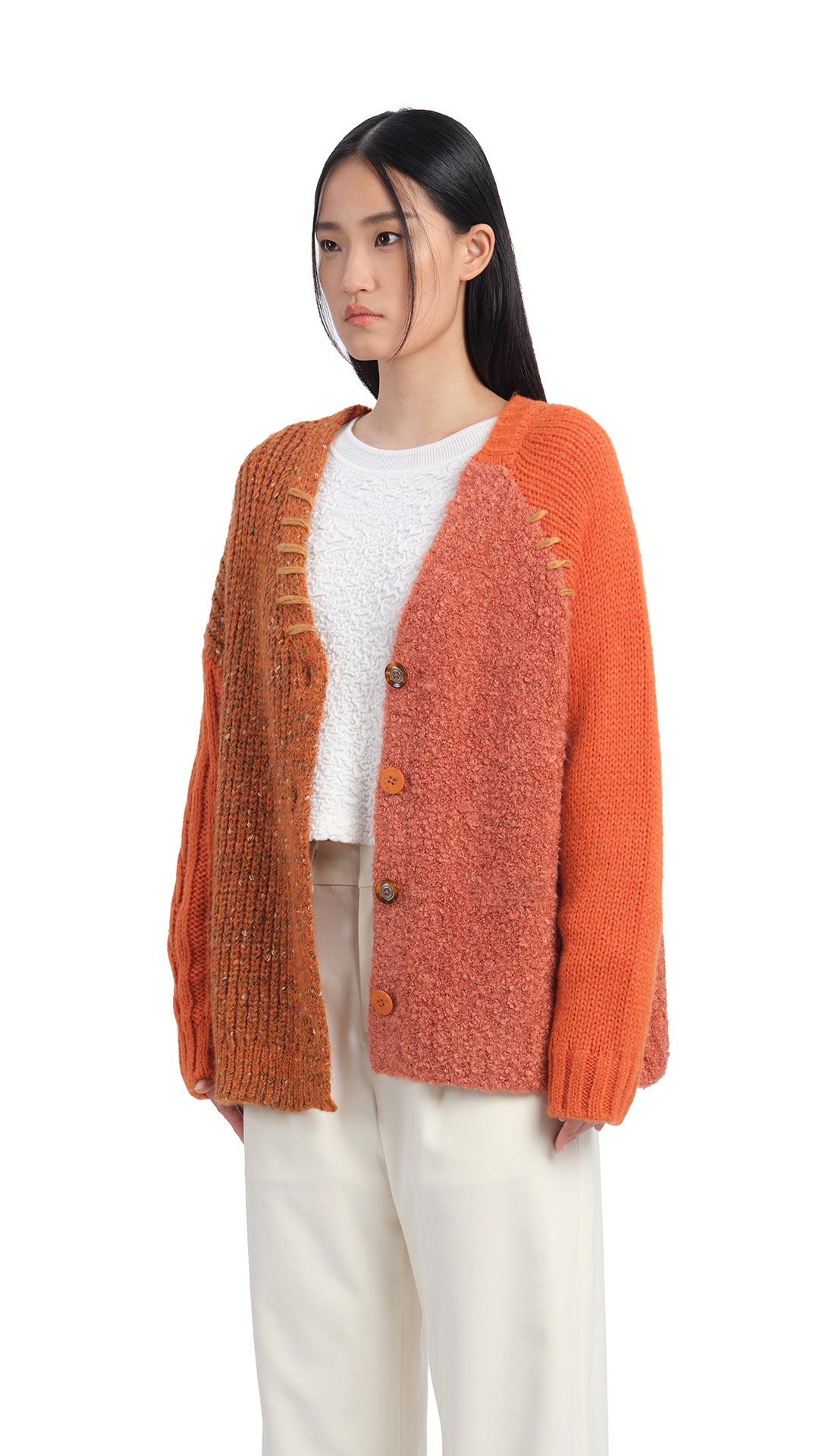 Stylish Patchwork Cardigan for Women - Cozy Knit Sweater with Unique Design - Perfect for Fall, Winter & Layering Outfits