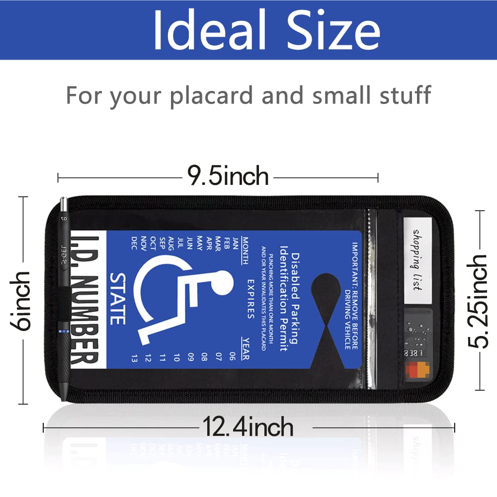 Black Car Visor Handicap Parking Placard Holder with Pen Slot & Note Paper - 1PC Universal Disabled Permit Organizer for Vehicles - Perfect for Seniors and Disabled Drivers