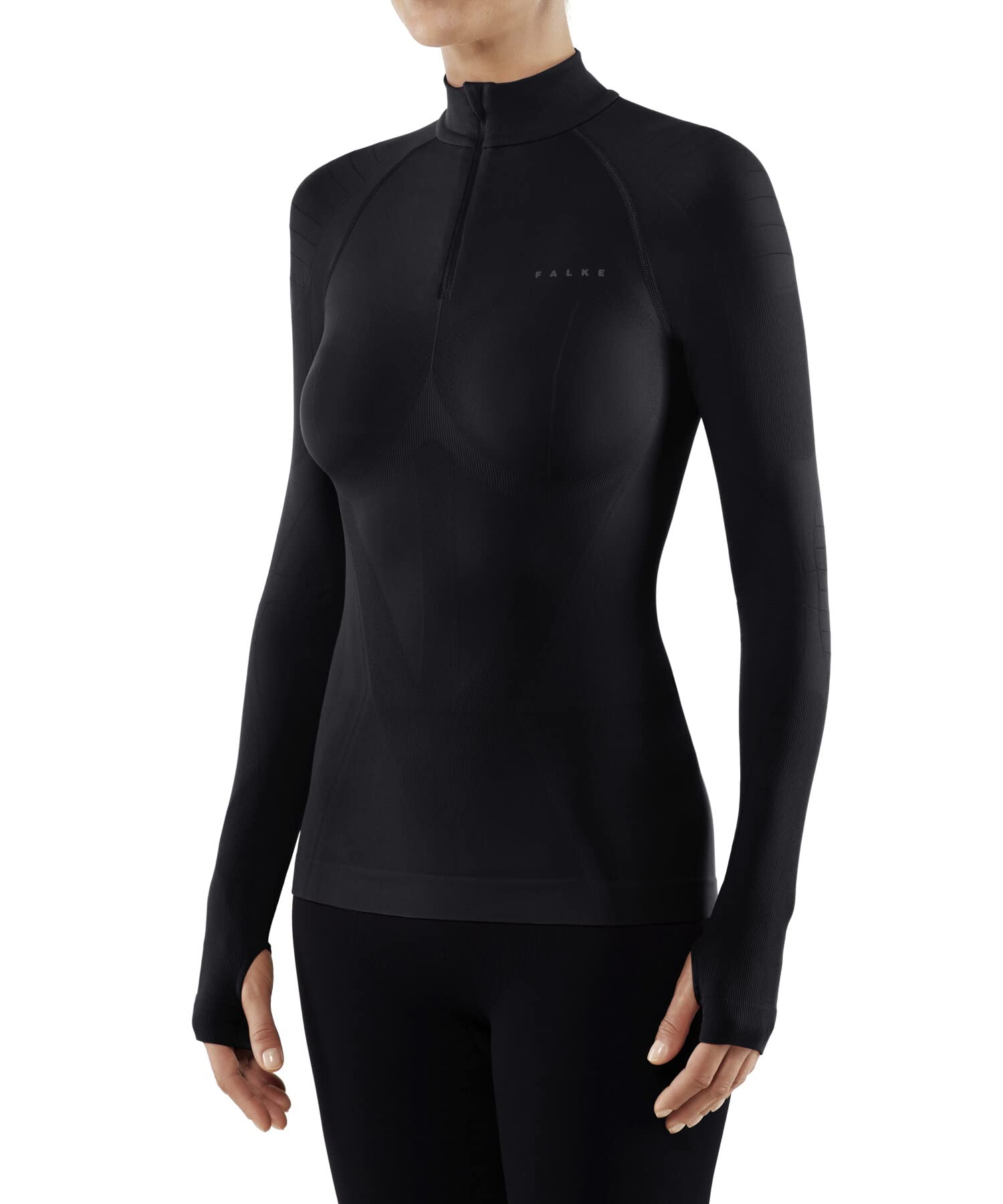 FALKE Women's Slim Fit Zip-Up Shirt - Black | Stylish & Comfortable for Work, Casual & Everyday Wear