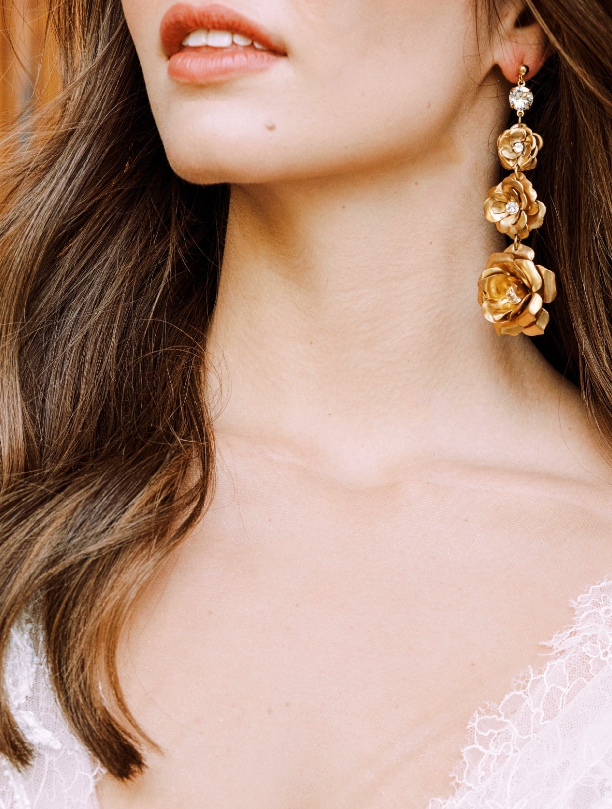 SAVANNAH Gilded Blossoms Earrings - 18K Gold Plated Floral Dangle Earrings for Women | Perfect for Weddings, Parties & Special Occasions