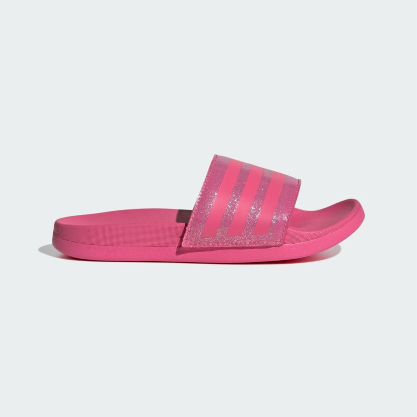 Adidas Kids Adilette Comfort Slides - Pink/Pink | Waterproof & Lightweight Sandals for Boys & Girls | Perfect for Pool, Beach, and Summer Play
