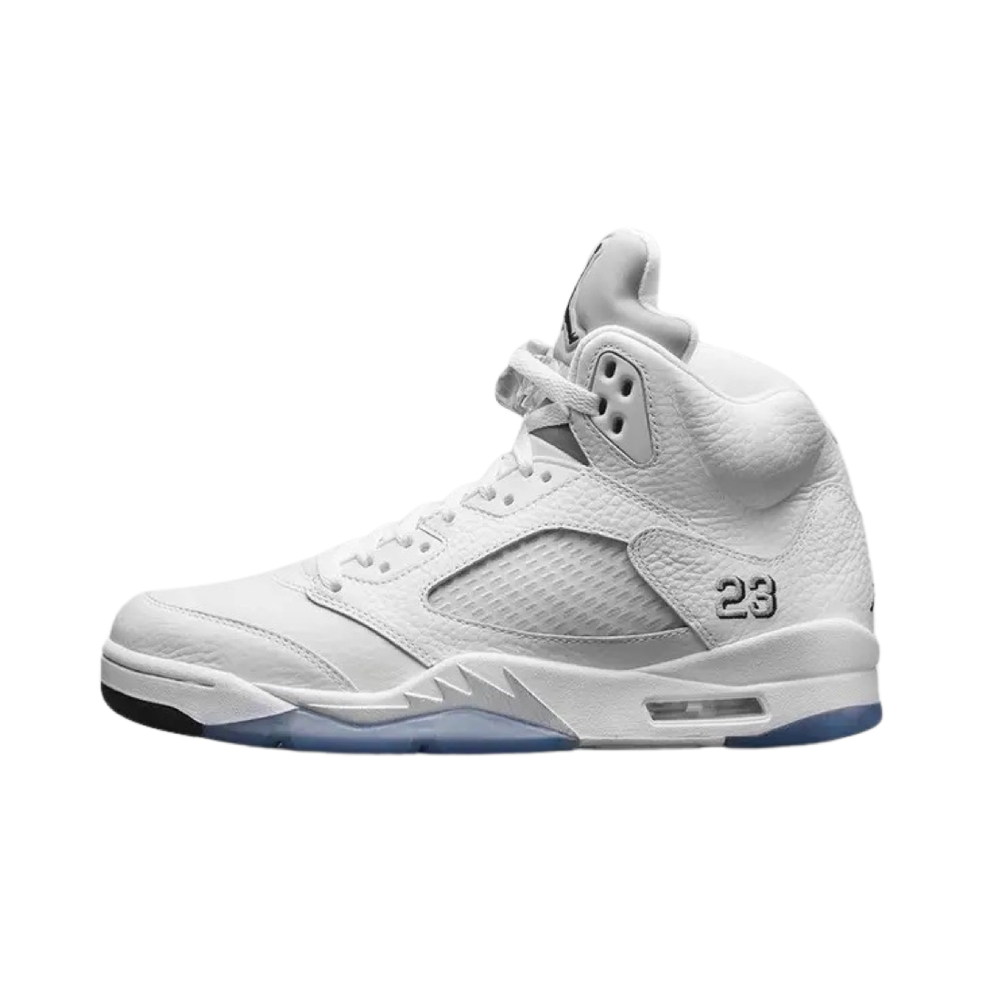 Air Jordan 5 Retro Men's Basketball Shoes - White Metallic Silver for Streetwear & Sneaker Collection | Perfect for Casual Wear, Gym & Sports