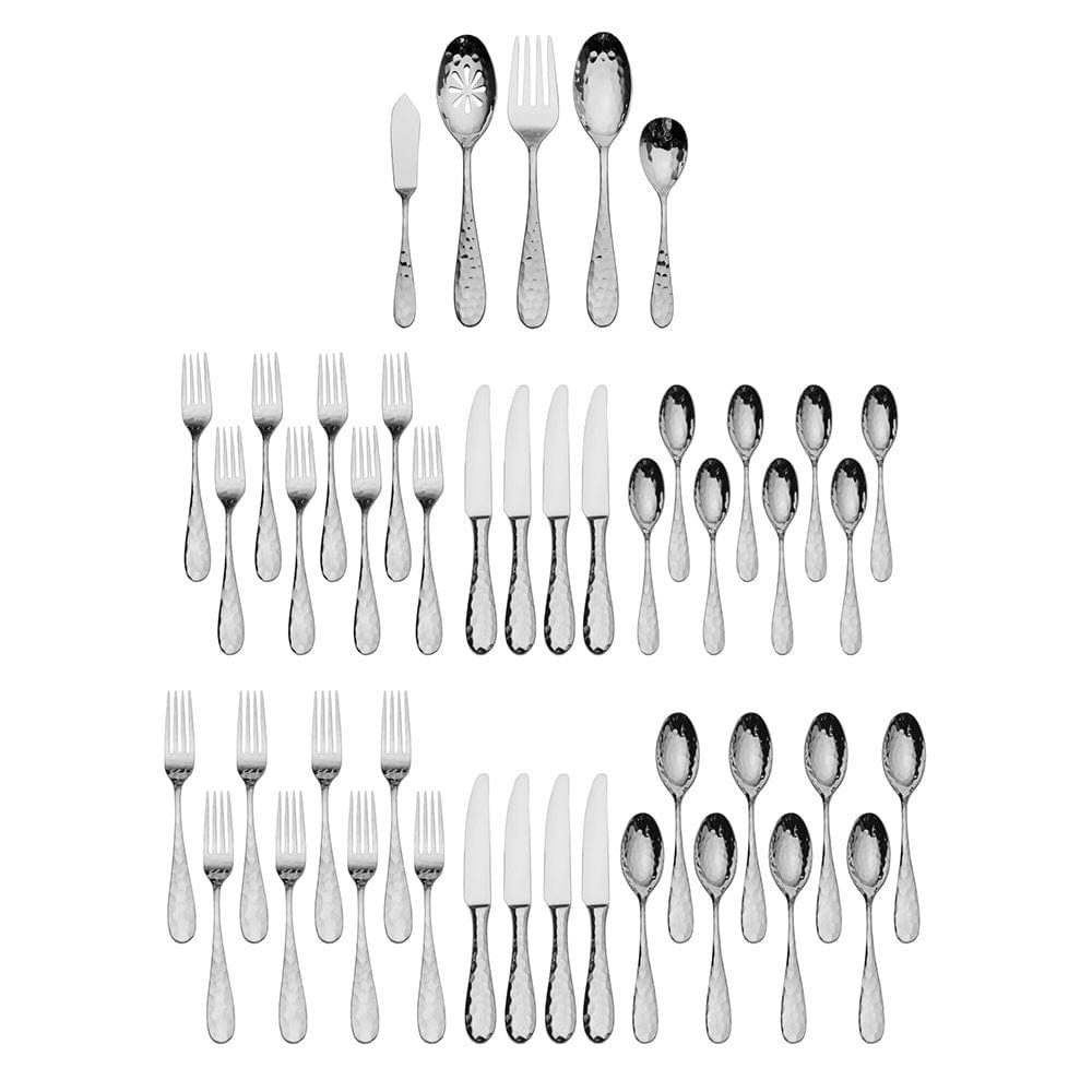 Lilah 45-Piece Stainless Steel Flatware Set - Service for 8 - Elegant Dinnerware for Formal Dining, Entertaining & Holiday Gatherings