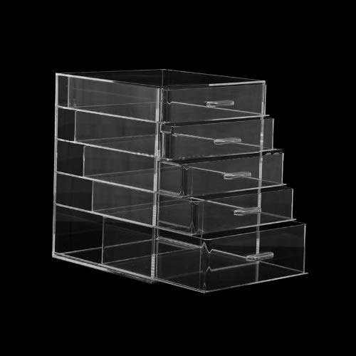 Clear Acrylic Makeup Organizer with 5 Drawers - Perfect for Vanity, Bathroom & Travel Cosmetic Storage - Compact & Stylish Beauty Organizer for Makeup Brushes, Lipsticks & Skincare Products