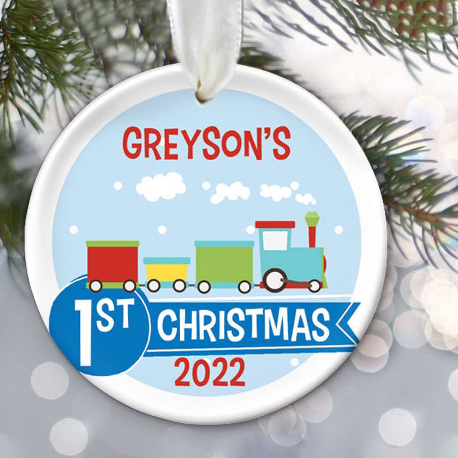 Baby's First Christmas Ornament - Personalized Newborn Keepsake, Baby Shower Gift & Stocking Stuffer - Perfect for Baby's 1st Xmas Tree Decoration & Holiday Memories