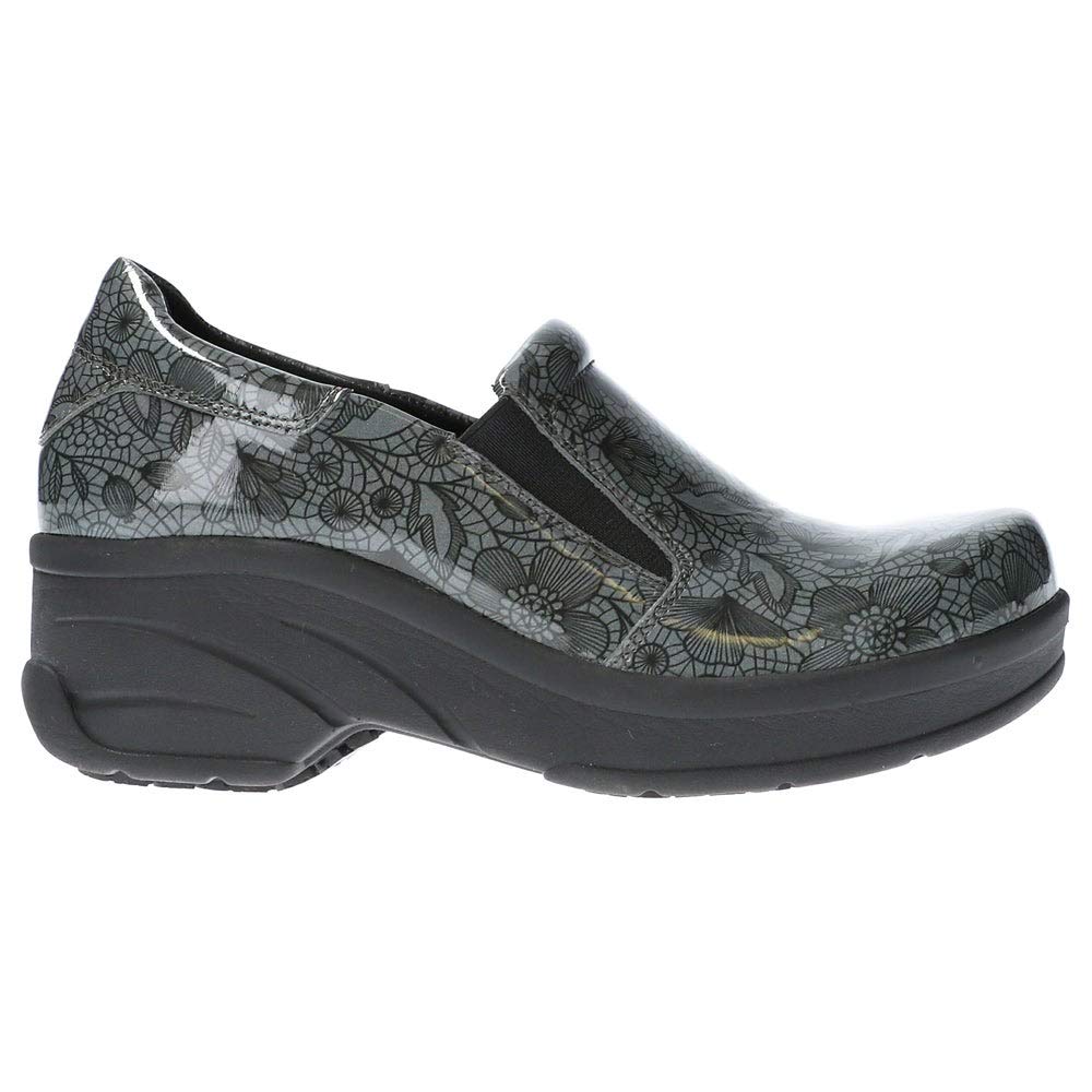 Easy Street Women's Appreciate Floral Slip-Resistant Soft Toe Work Safety Shoes - Grey Size 10 D | Comfortable Non-Slip Shoes for Nurses, Waitresses & Healthcare Workers
