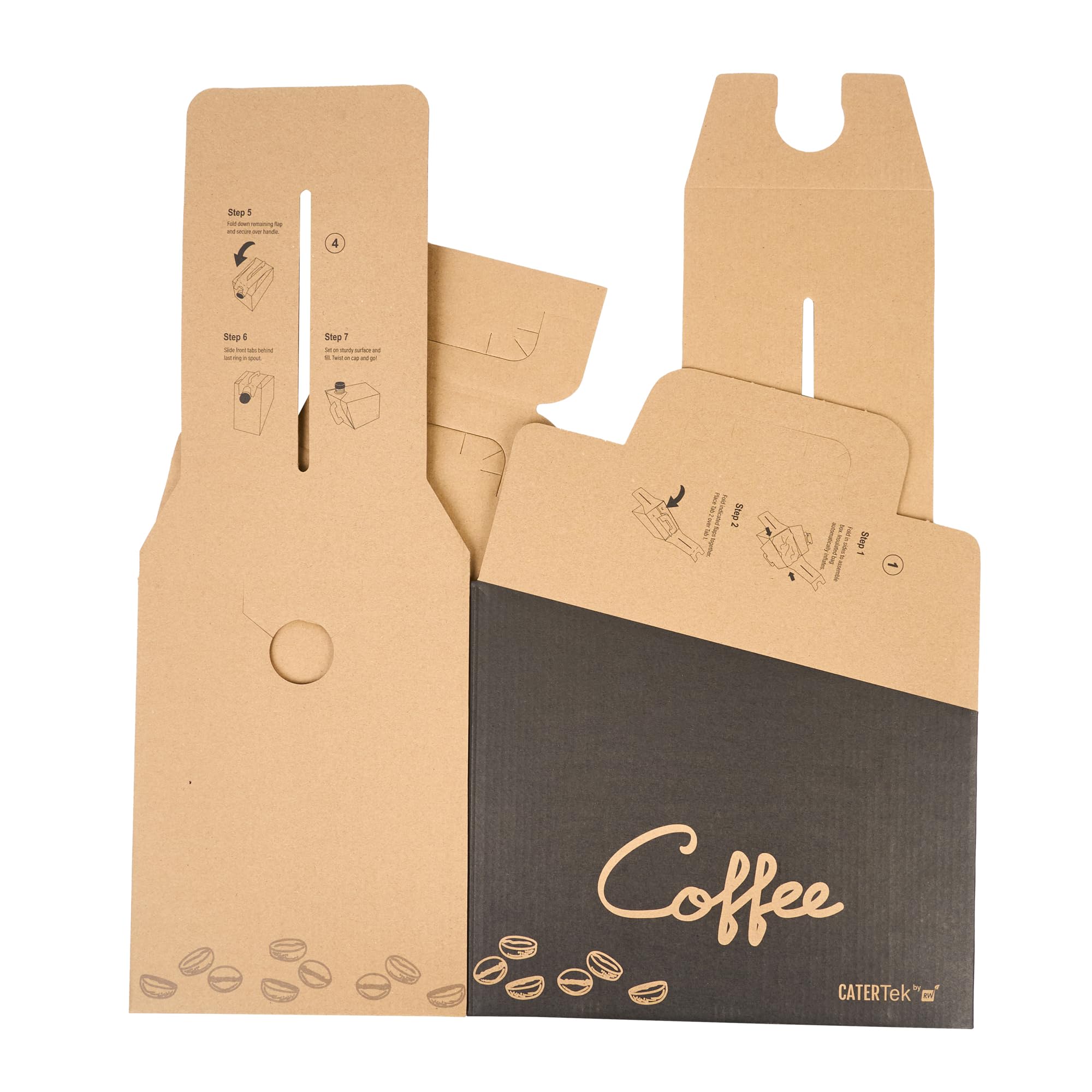 Restaurantware Cater Tek 160oz (10-Pack) Insulated Black Paper Coffee To-Go Containers with Handle - Disposable Beverage Servers for Catering, Events & Office Use - Keeps Coffee Hot, Portable for Up to 20 Cups
