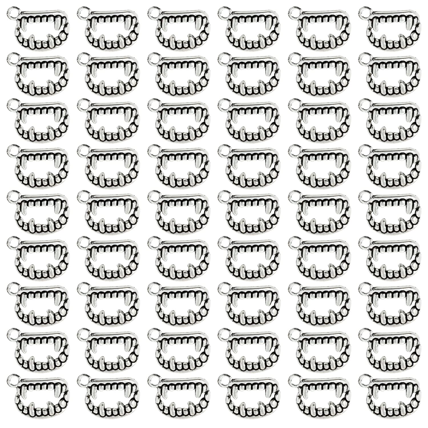 Honbay 100PCS Alloy Vampire Fang Teeth Charms - Halloween Jewelry Pendants for Earrings, Necklaces, Bracelets & Keychains - Perfect for DIY Crafts, Cosplay & Gothic Fashion Accessories