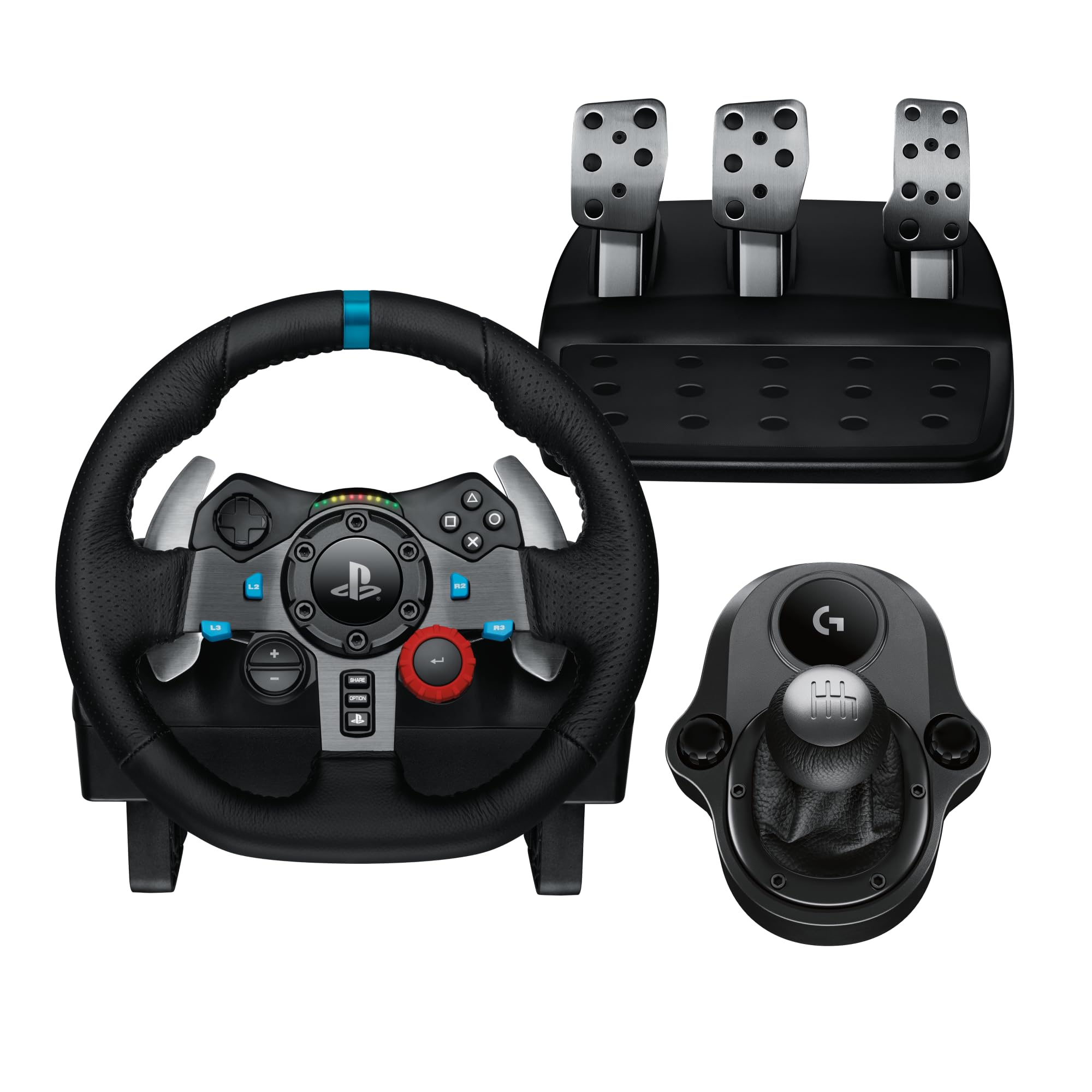 Logitech G29 Driving Force Racing Wheel & Pedals with Force Feedback & Real Leather - Compatible with PS5, PS4, PC & Mac - Black - Perfect for Sim Racing & Gaming Enthusiasts