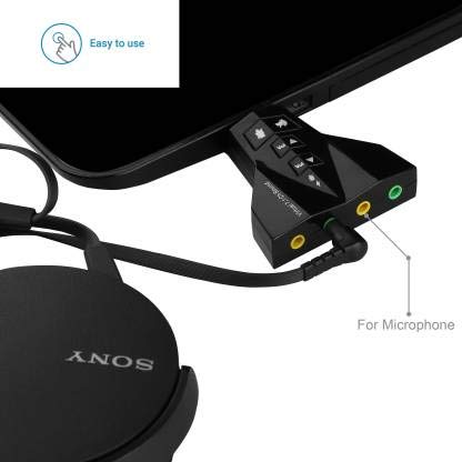 Frackson 7.1 Channel USB Gaming Headset with Dual Microphones - Airplane/Rocket Design Virtual Surround Sound Card for PC (Black) | Perfect for FPS Games, Streaming & Online Meetings