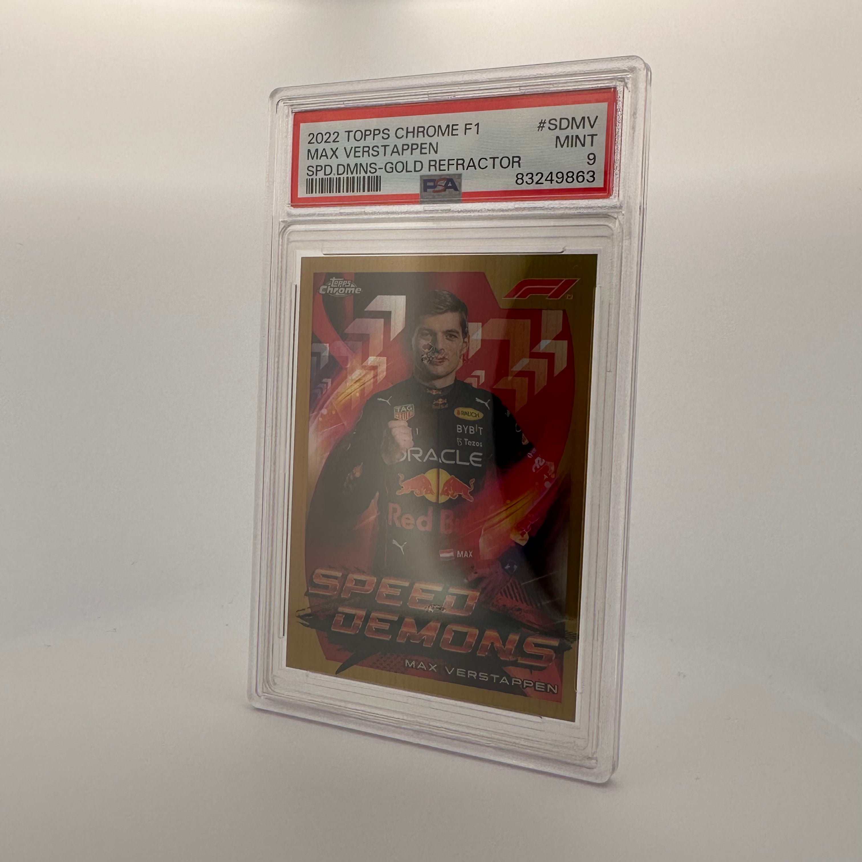 PSA 9 27/50 Max Verstappen #SDMV Speed Demons Gold Refractor - Rare Racing Collectible for Display & Investment - Perfect for F1 Fans, Sports Memorabilia Collectors, and Man Cave Decor