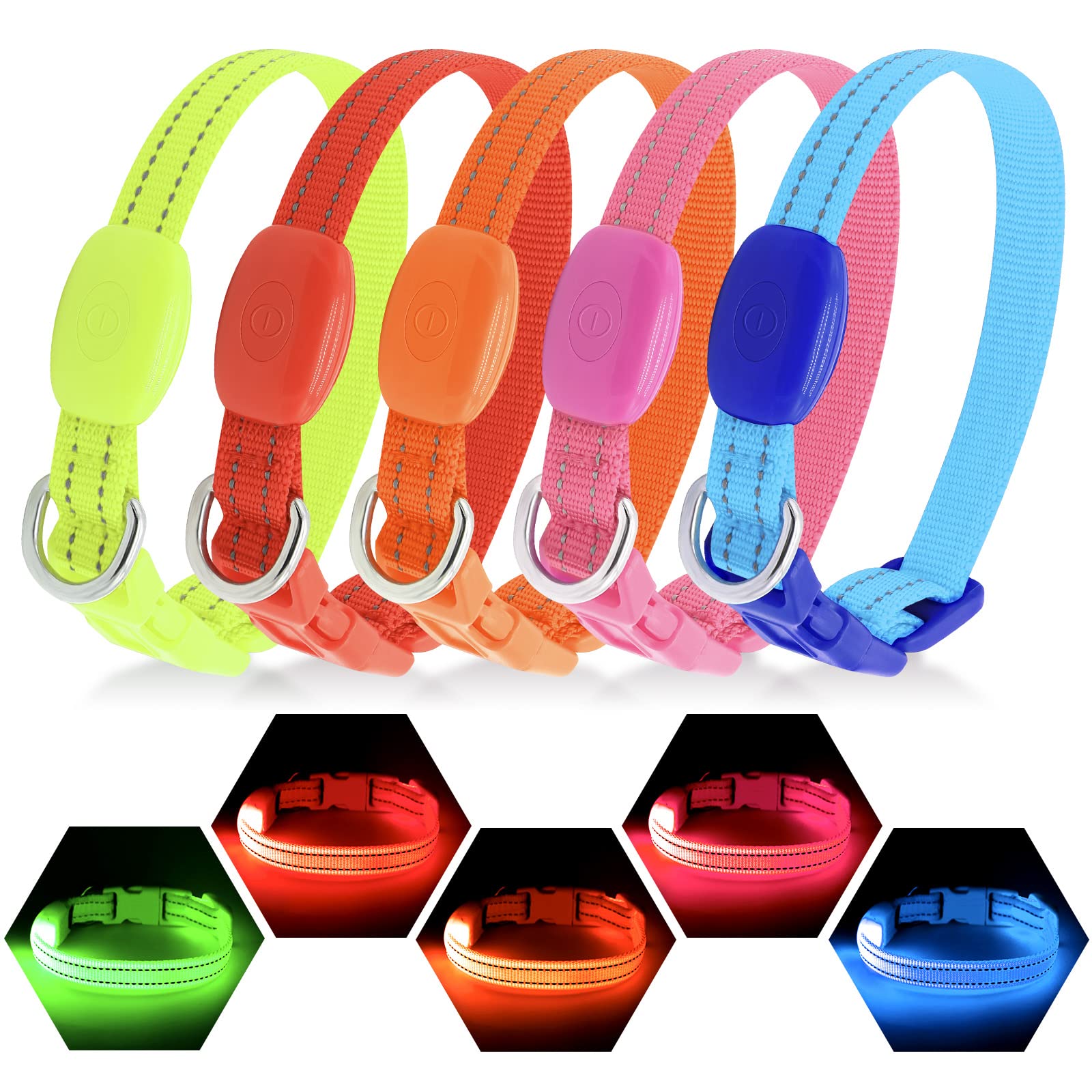 Rechargeable LED Dog Collar with Adjustable Light - Glow in The Dark Pet Collar for Night Walking & Safety, Small Dogs (Blue) | Perfect for Evening Walks, Jogging & Outdoor Adventures