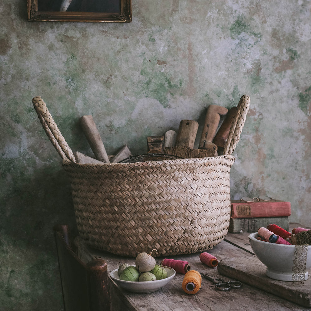 Handwoven Storage Basket with Handles - Natural Fiber Floor Basket for Home Organization, Laundry, Toys & Blankets | Perfect for Living Room, Bedroom & Nursery Decor