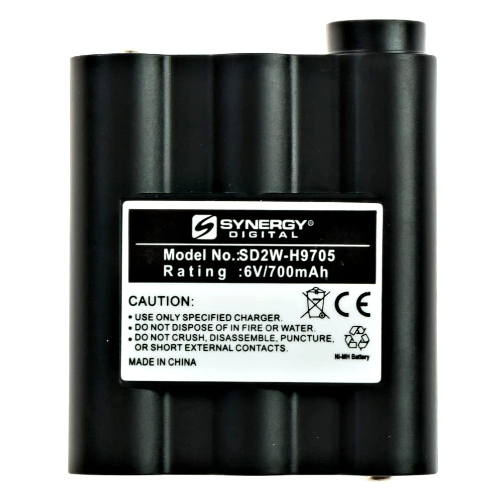 Synergy Digital 2-Way Radio Ni-MH Rechargeable Batteries (6V, 700mAh) - Compatible with Midland LXT305 Walkie Talkie & Replacement for Midland BATT5R Battery - 2-Pack for Outdoor Adventures, Construction Sites & Emergency Communication