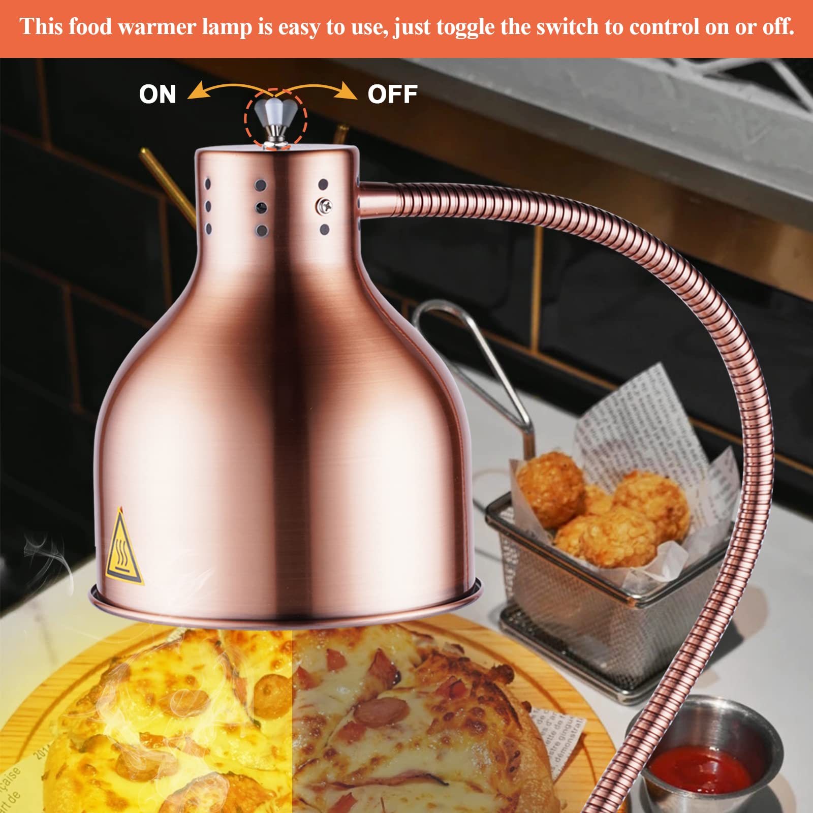 Infrared Food Warmer Lamp - Commercial Restaurant Heat Lamp with Adjustable Stand for Buffet, Catering & Food Warming - Perfect for Keeping Meals Hot in Cafeterias, Banquets and Outdoor Events