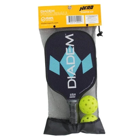Diadem Hero 2 Pickleball Paddle Set with Balls - Premium Carbon Fiber Paddle & 2 Outdoor Pickleballs - Perfect for Beginners & Intermediate Players - Great for Court Games, Backyard Play & Family Fun
